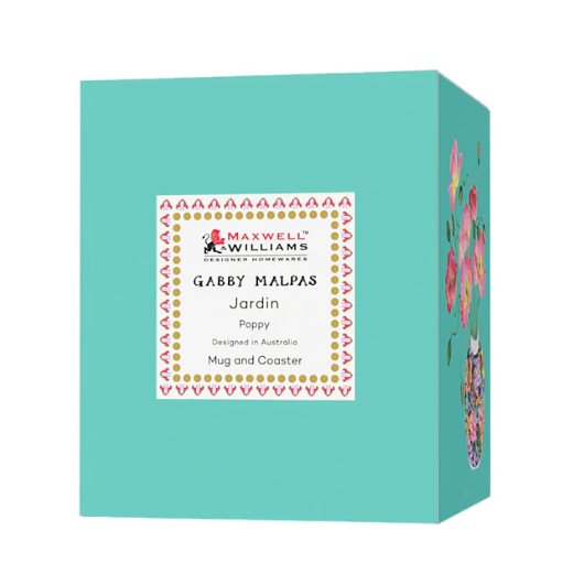 M&W Jardin Mug 300ml & Coaster, Poppy Blue, giftbox