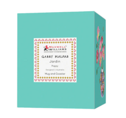 M&W Jardin Mug 300ml & Coaster, Poppy Blue, giftbox