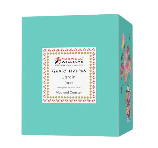 M&W Jardin Mug 300ml & Coaster, Poppy Blue, giftbox
