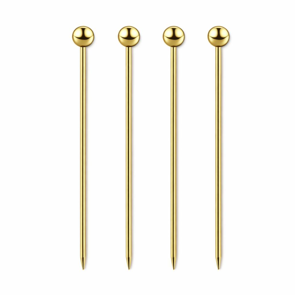 Sæt med 4 Luksus Cocktail Picks Guld - Tapas spyd - Rustfrit stål
