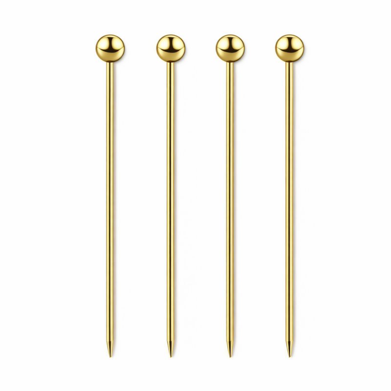 Set of 4 Luxury Cocktail Picks Gold - Tapas skewers - Stainless steel