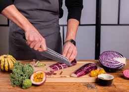 Cuchillo - Bunka Santoku con Saya de bambú y caja de bambú - Hoja de 170 mm