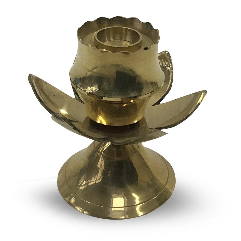 Lotus røgelsesholder i messing