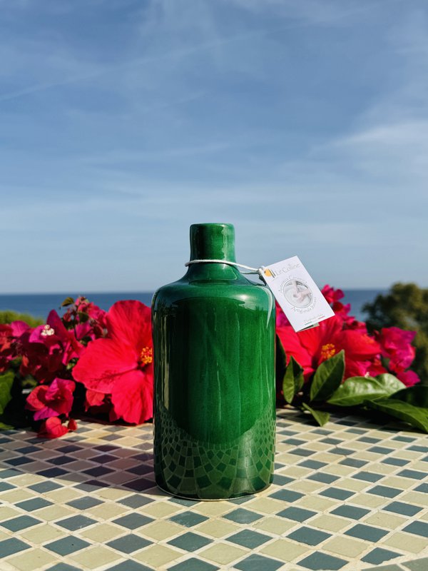 Håndlavet olieflaske med olie donorer olie jug keramisk flaske "unica" til olivenolie & eddike fra Italien
