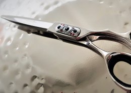 Stainless steel professional hair scissors, 6.0 inch blade, suitable for pallet knife use.