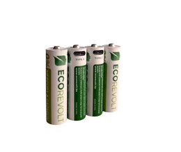Ecorevolt-Pack de 4 Repcherable AA Repcherable USB-C 700 mAh 1.5V + 4 cabezas de cable