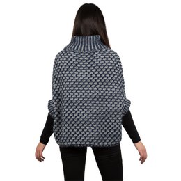 Susanne - Jacquard Poncho de dos tono en lana de alpaca