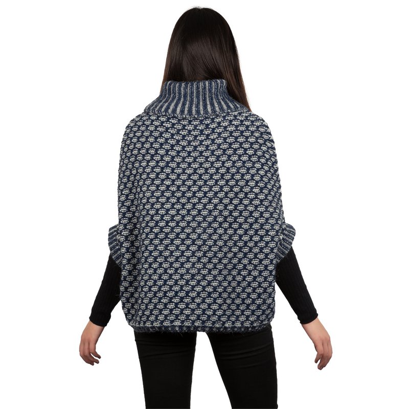 Susanne - Jacquard Poncho de dos tono en lana de alpaca