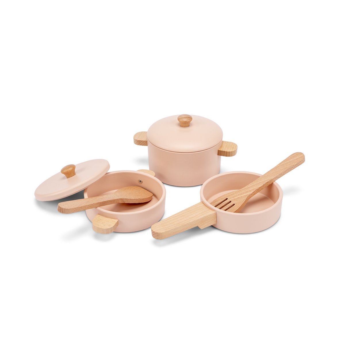 Wooden Pan Set Pink - 7-piece