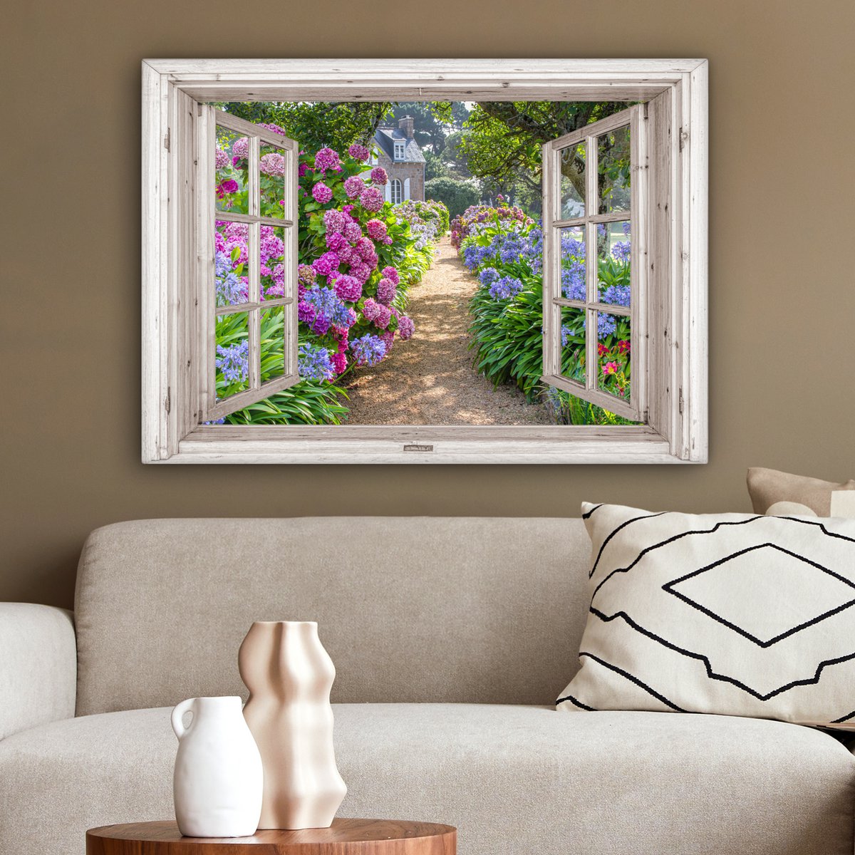 Leinwand Malerei - Wanddekoration - Hortensia - Blick - Blumen - Sommer - Lila - Pad