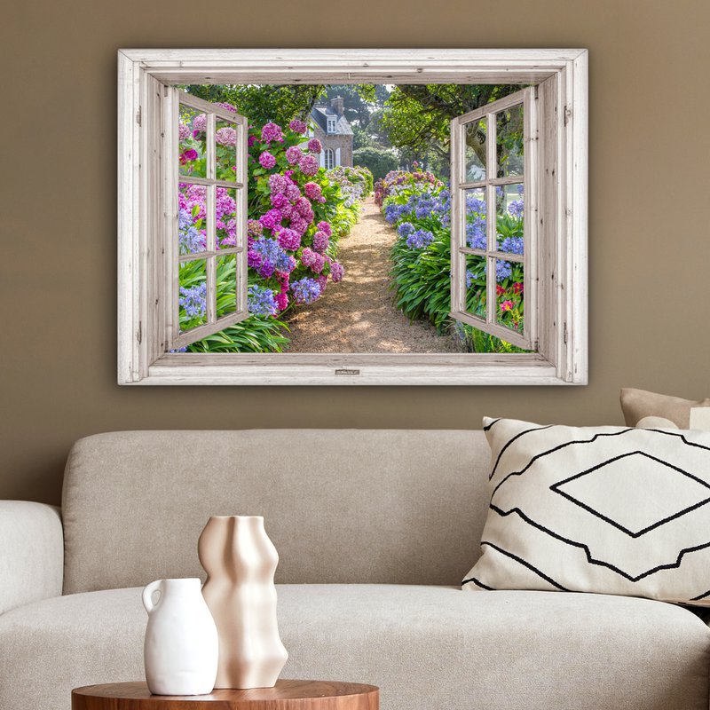 Canvas Maleri - Wall Decoration - Hortensia - View - Flowers - Summer - Purple - Pad