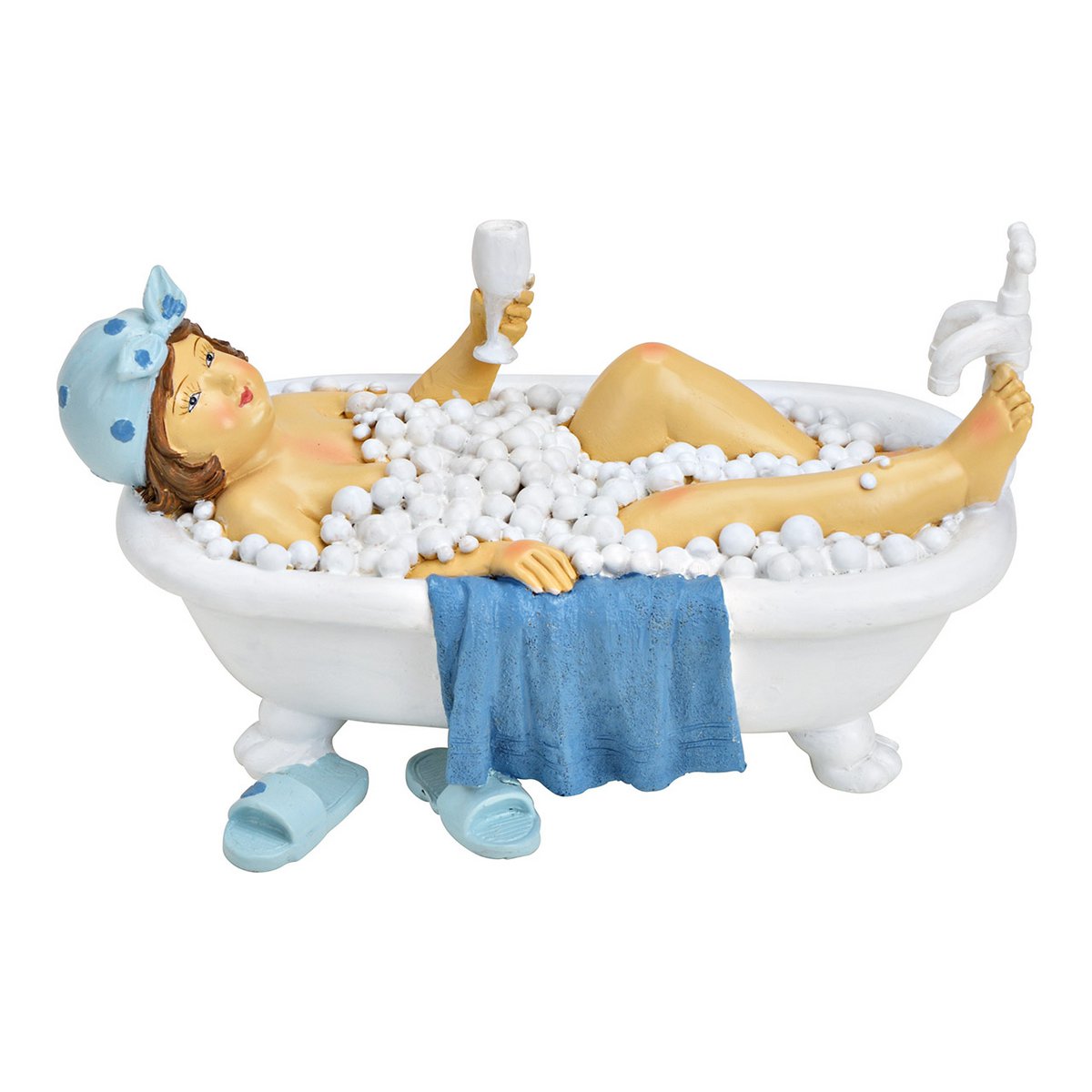 Donna nella vasca da bagno in poliestere bianco (L/A/P) 20x11x10 cm