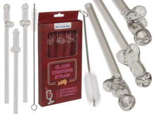 Glass drinking straw with cleaning brush, Willy,