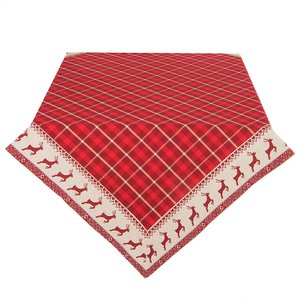 Tablecloth Christmas 130x180 cm red beige cotton deer and Christmas tablecloth