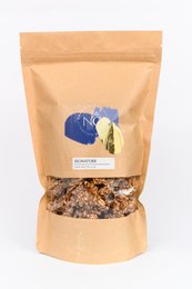 Signature Granola Refill Bag - Crunchy granola with oats, nuts, and dried fruit in a resealable pouch.