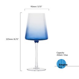 Set of 2 Empire Blue Wine Glasses - Red and White Wine