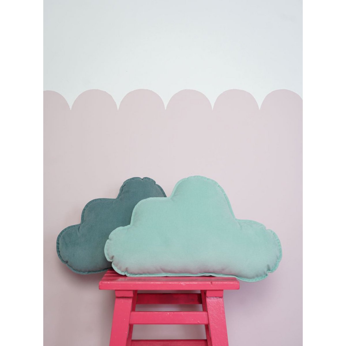 Oreiller Nuage en Velours pour chambre de bébé "Menthe"