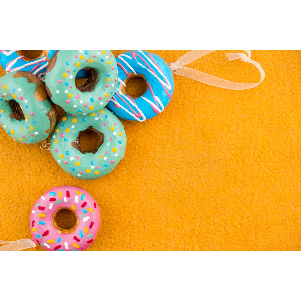 Handmade papier-mache Mint donut