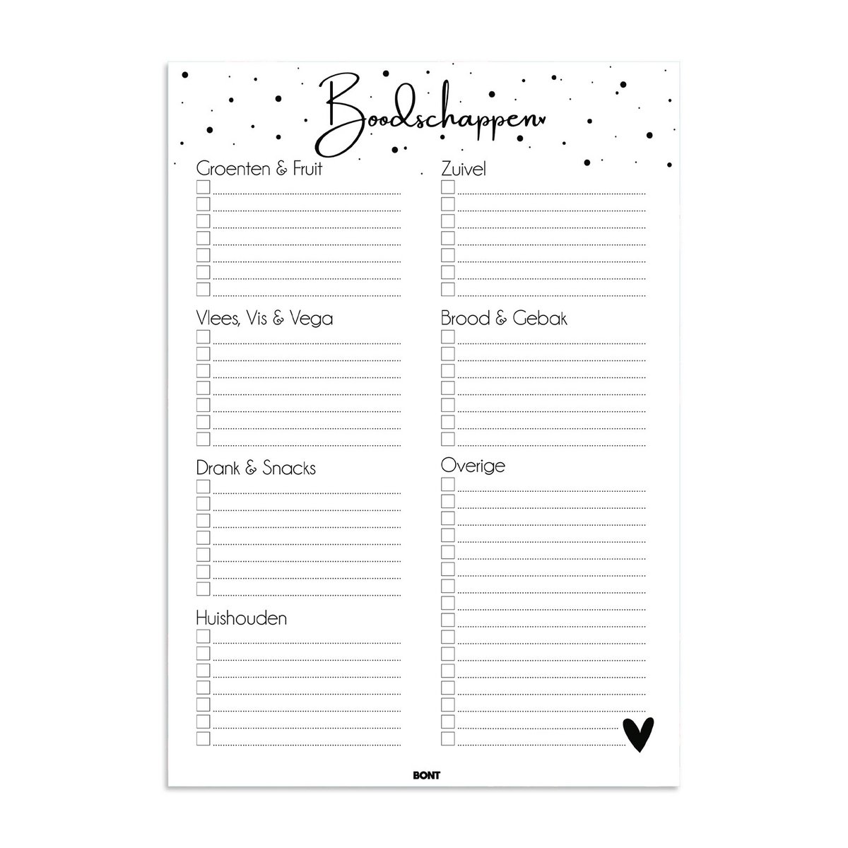 Boodschappen planner - Weekplanner - A5 - stippen - Maaltijdplanner - Dieet Planner - Boodschappenlijstje - Supermarkt planner - Dag planner - 50 pagina's