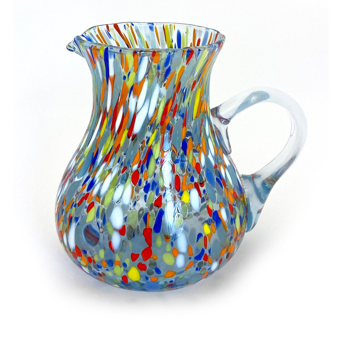1 CARAFFA CLÁSICA EN VIDRIO HANDO EN LÍNEA MANO CON MURRINE DI MURANO, LÍNEA "I COLORI DI MURANO" 1000 ml. Hecho en Italia