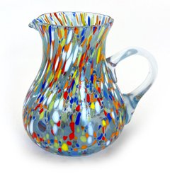 1 Klassiker Caraffa in handgemachtem und handgefertigtem Glas mit Murrine di Murano, "I Colori di Murano" Linie 1000 ml. In Italien gemacht