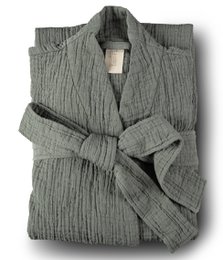 Cotton bathrobe Orion Solid Iceland moss