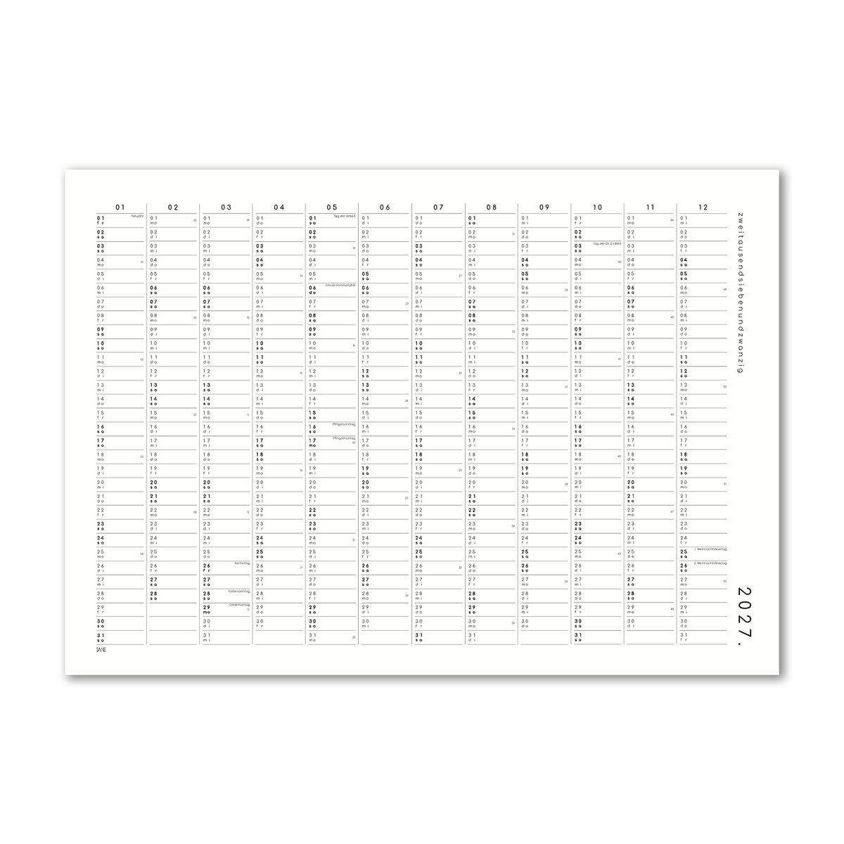 Kalender met zelfklevende stippen 2027 - A2/A1