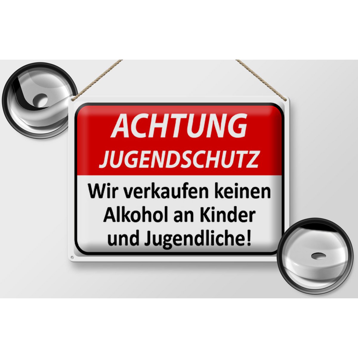 Tin sign Warning 40x30cm Youth protection no alcohol