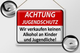 Tin sign Warning 40x30cm Youth protection no alcohol