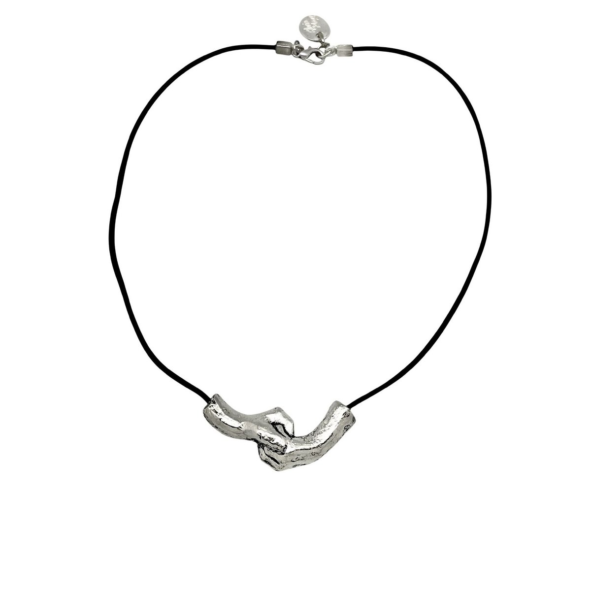 Silver Union Collar 925 10µ en zwart leer