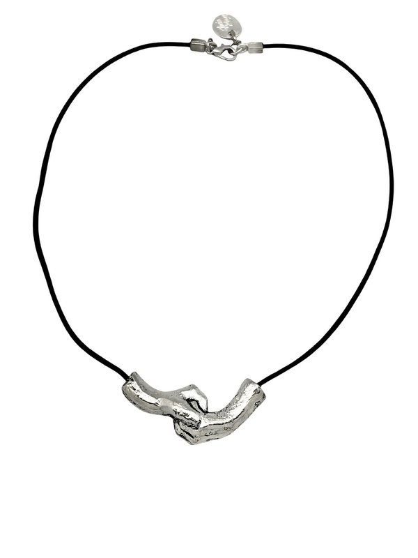 Silver Union Collar 925 10μ og sort læder