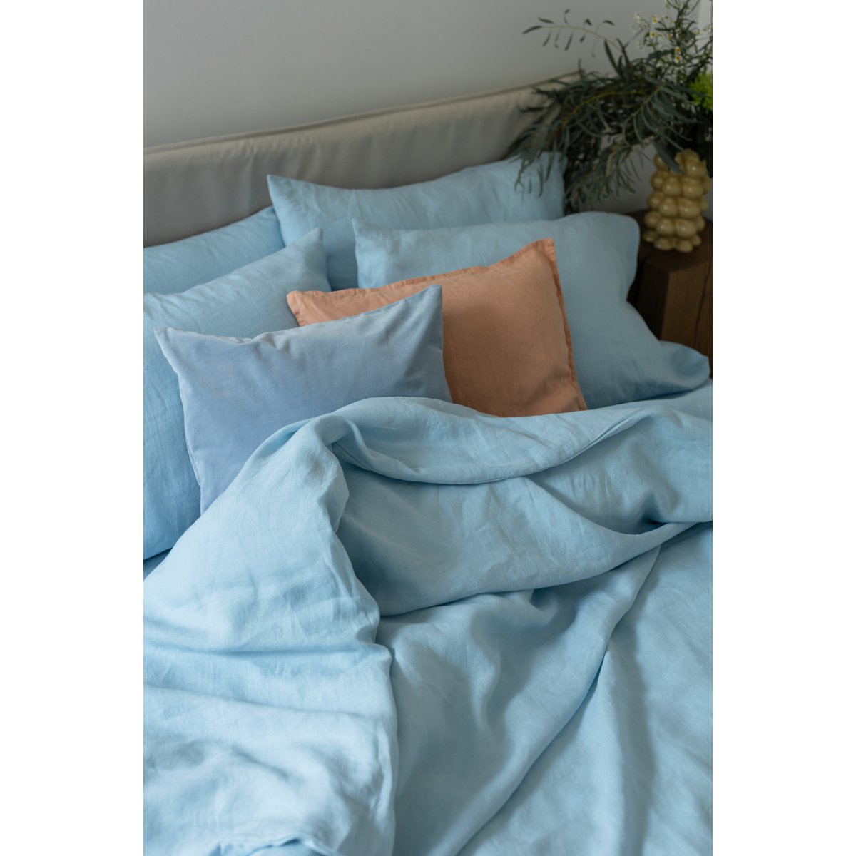 Sky Blue Linen dekbedoverdeksel