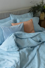 Sky Blue Linen Duvet Cover Set