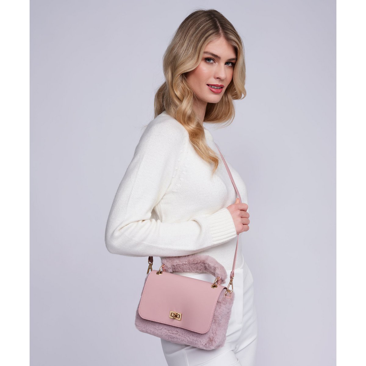 Hepburn - Crossbody taske i imiteret pels
