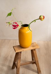Vase Metal Oval Yellow 30cm
