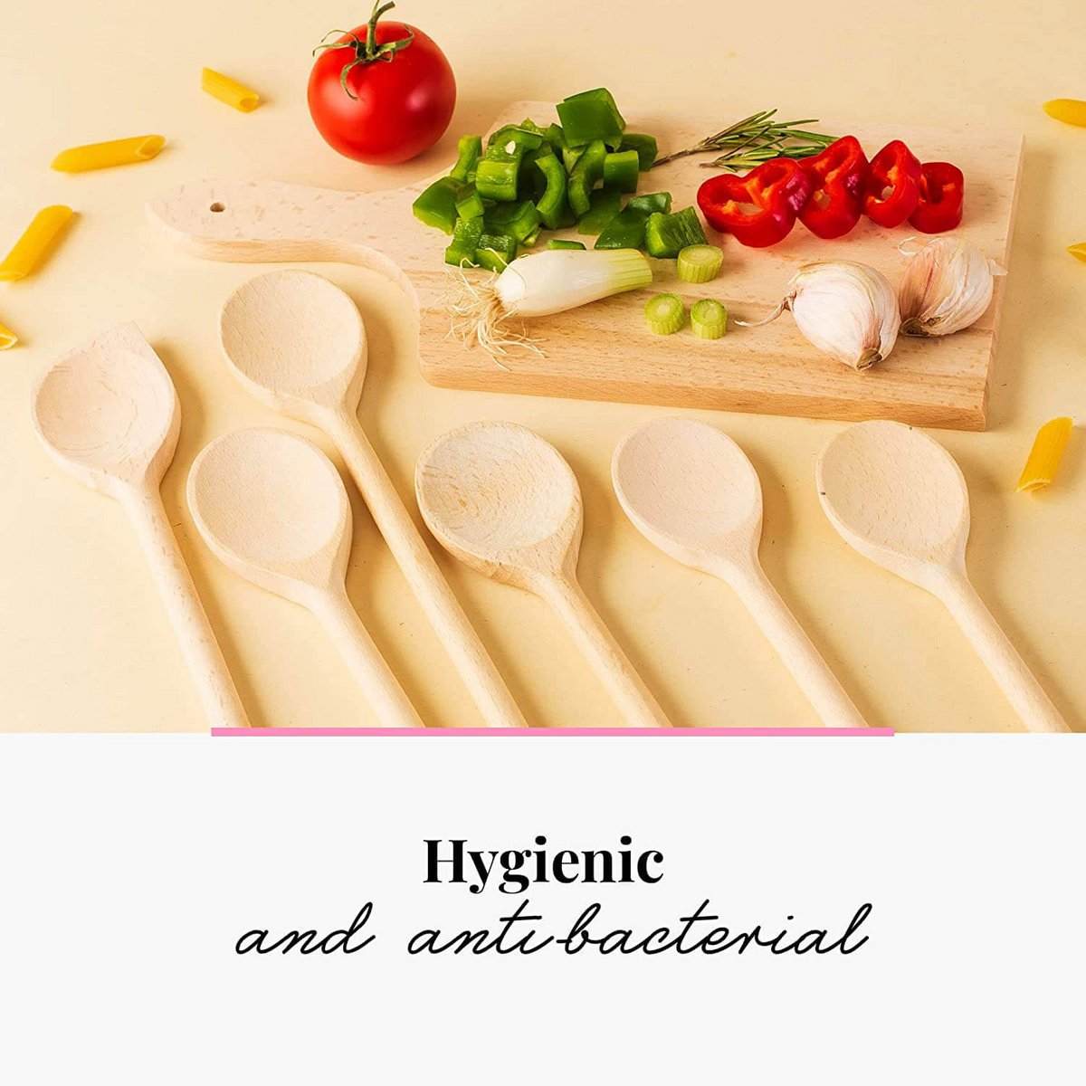 6 Piece Wooden Kitchen Spoon Set 20cm - 35cm