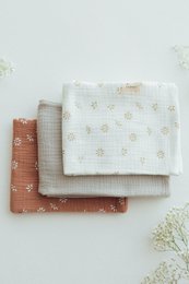 TISU Musselin-Set: Cream Daisy + Sand + Caramel Daisy