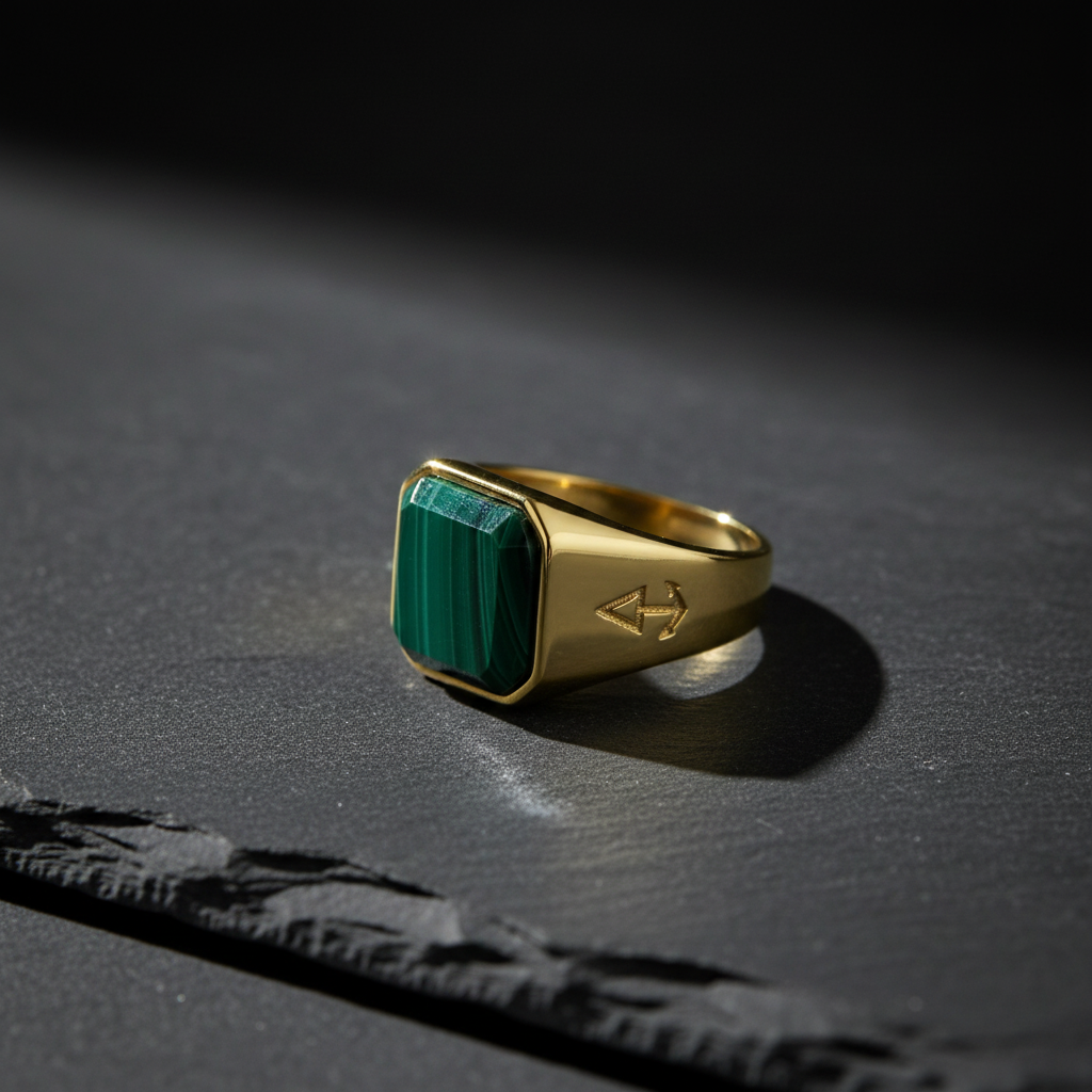 Ring HORUS MALACHIT | 925 Silber | vergoldet