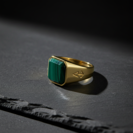 Ring HORUS MALACHITE | 925 silver | gilded