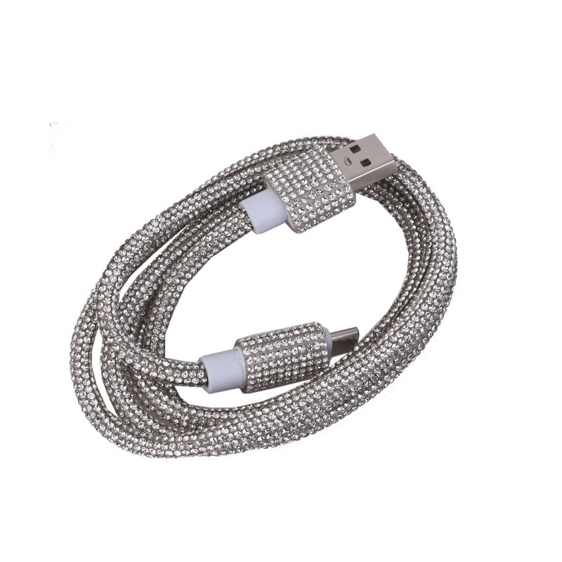Tipo de cable USB -C 1m en diamantes de imitación de plata - 10W