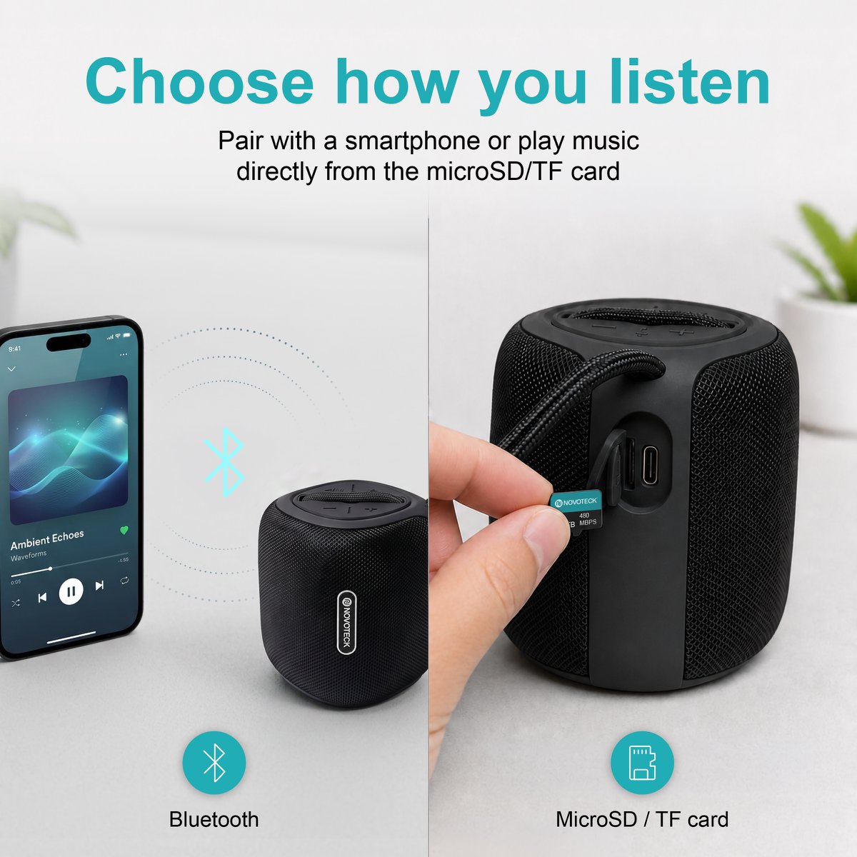 Altavoz Bluetooth portátil XB-009: negro, libertad inalámbrica y diseño práctico para el día a día