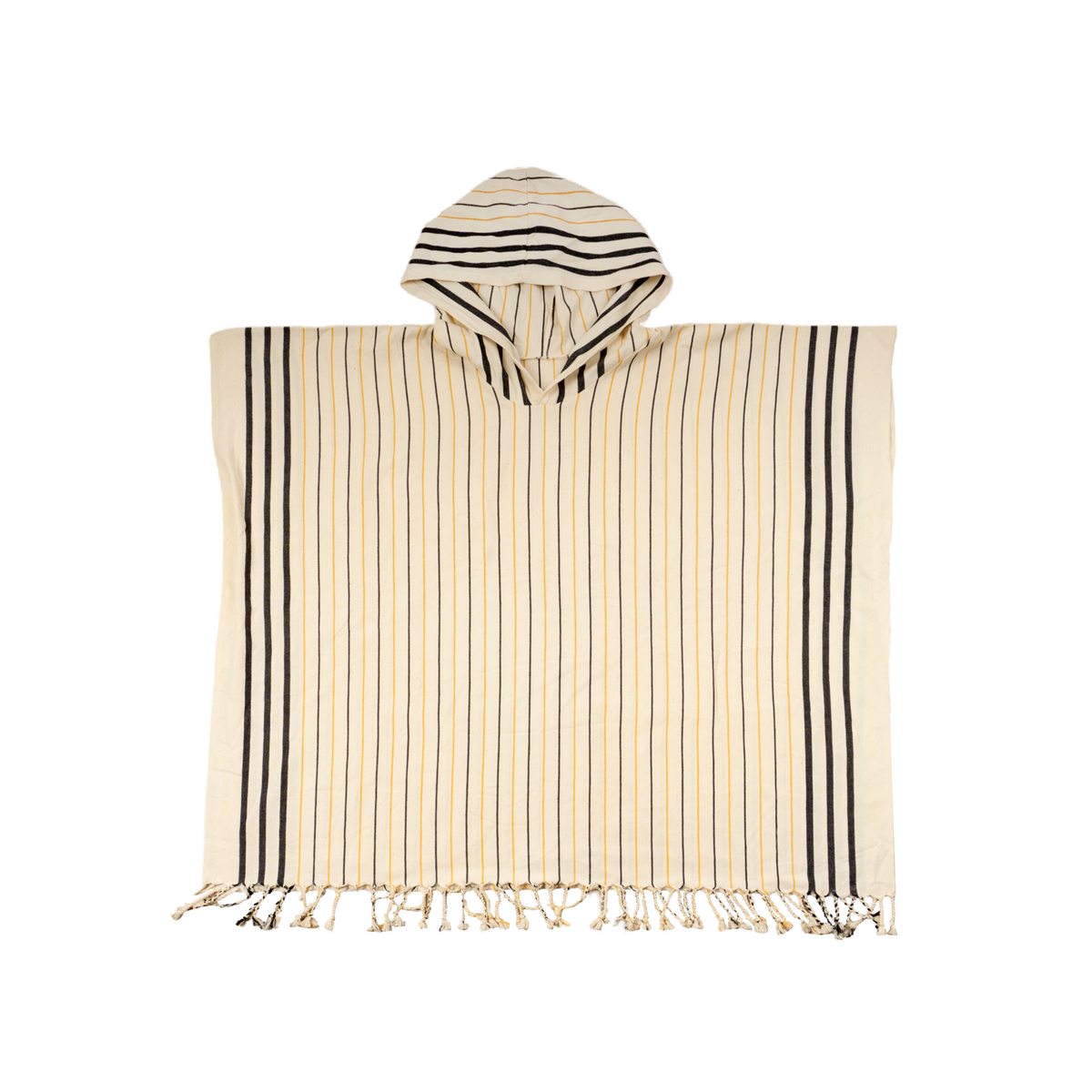 SERENITY Women Hooded Cotton Beach, Pool, Spa & Sauna Poncho, Changing Towel – Stripe Yellow (with Recycled Gift Box)