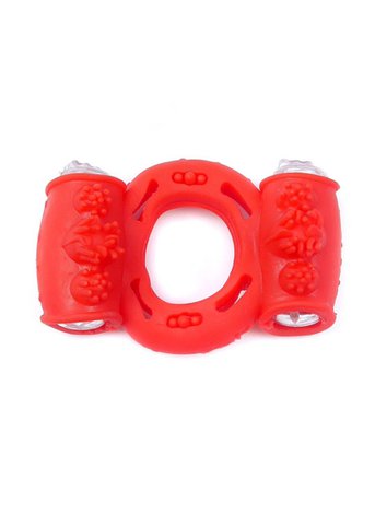 Boysoftoys - 67-00036 - vibrierende Cockring - Doppelmotoren - Rot - Batterien inklusive - in Plastiktüte gepackt