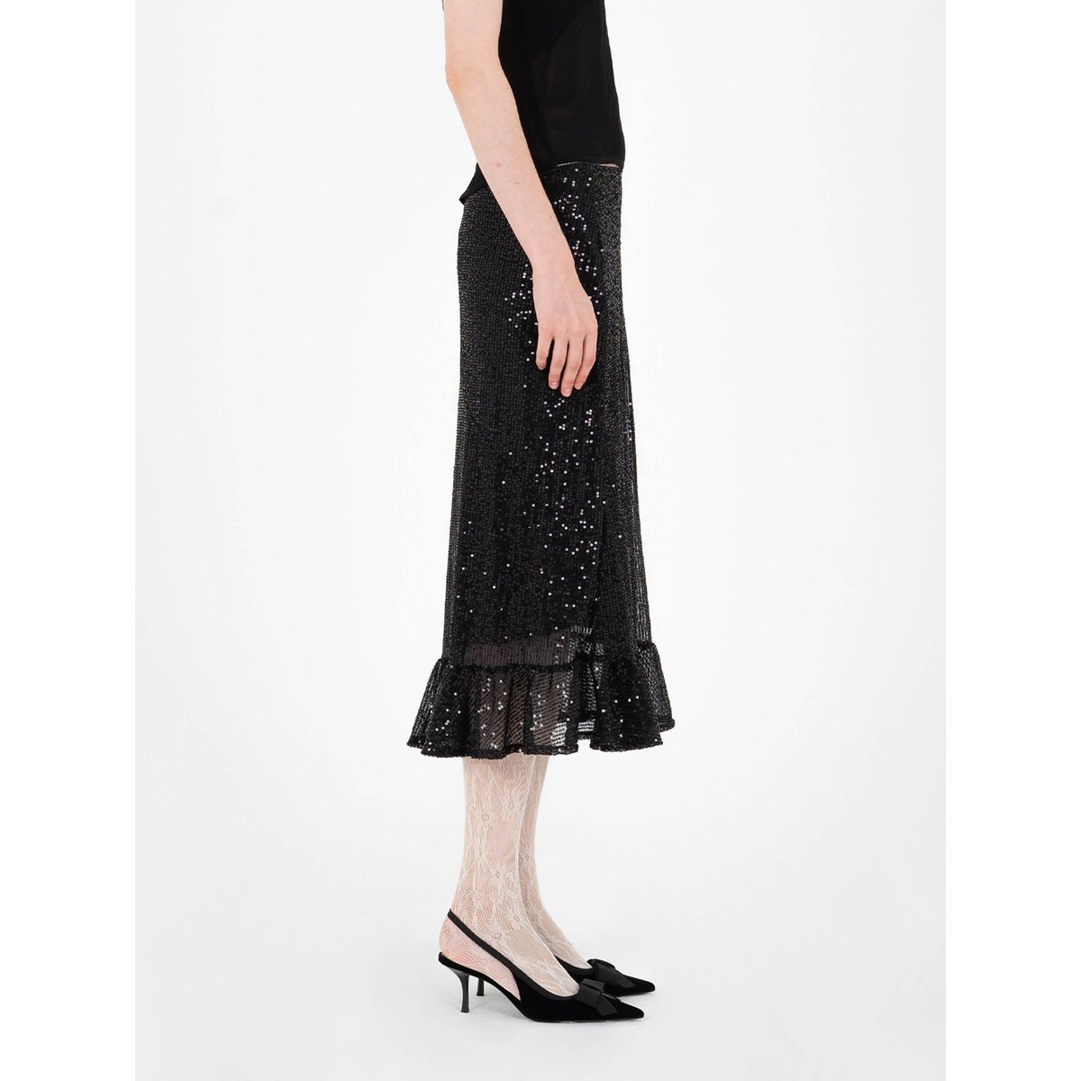 Gonna longuette nera con paillettes Esteem