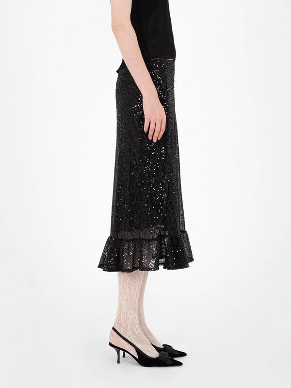 Gonna longuette nera con paillettes Esteem