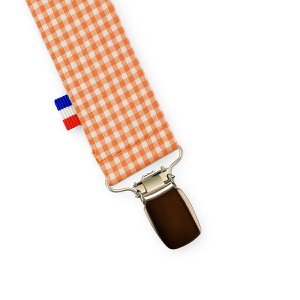 Pacifier Clip in Organic Cotton Teddy Gingham