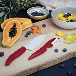 Coltello santoku in ceramica RED GEN, lama: 14 cm