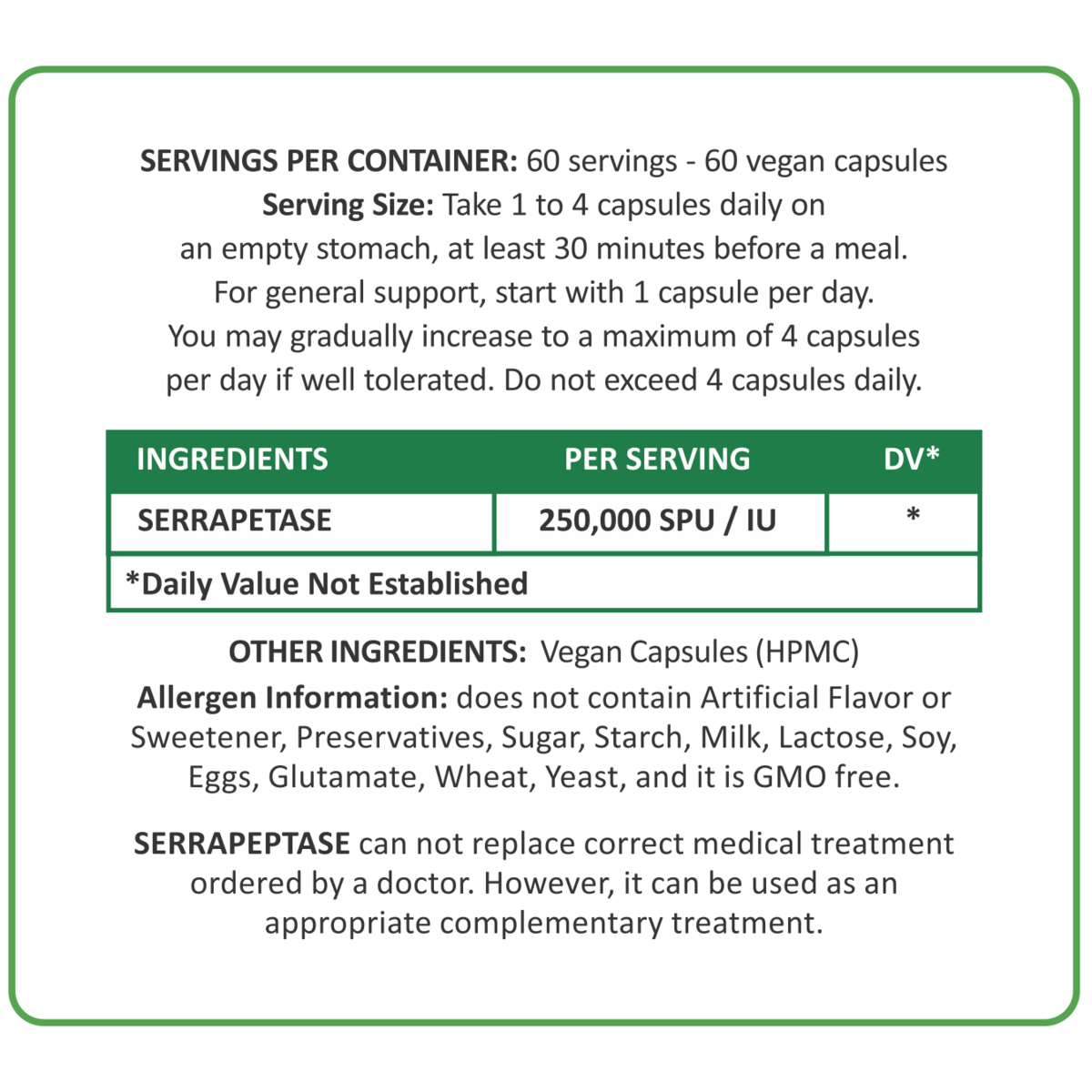 SERRAPEPTASE 250 – Systemic Enzyme Supplement