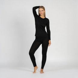Maglia a maniche lunghe e pantaloni 160 da donna, 2 pezzi, nera
