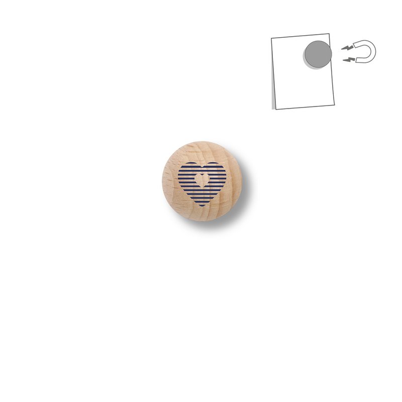 Small wooden magnetic ball - heart pattern 4 colors